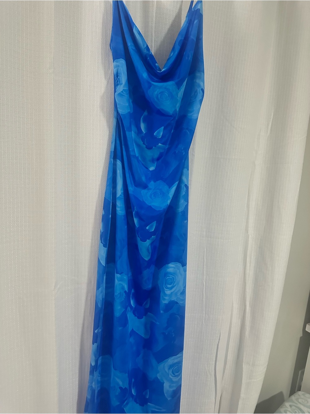 Blue Floral Cowl Maxi Dress - Women